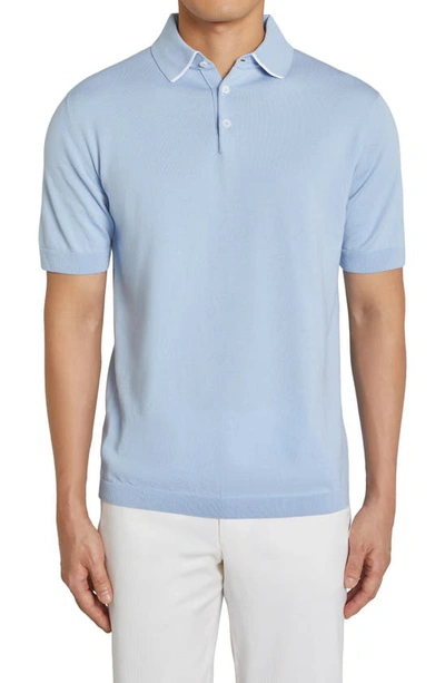 Shop Jack Victor Roslyn Tipped Polo In Sky Blue