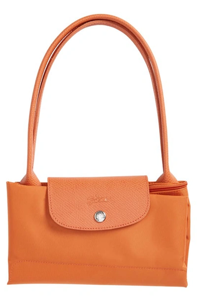 Shop Longchamp Medium Le Pliage Green Recycled Canvas Shoulder Tote Bag In Carrot