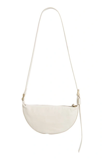 Shop Allsaints Half Moon Leather Crossbody Bag In White