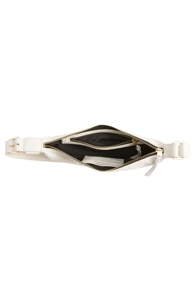 Allsaints Womens White Half Moon Logo-embossed Leather Cross-body Bag In White