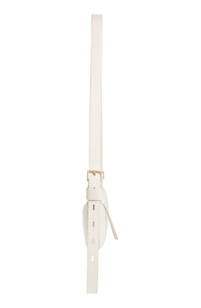 Allsaints Womens White Half Moon Logo-embossed Leather Cross-body Bag In White