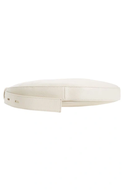 Allsaints Womens White Half Moon Logo-embossed Leather Cross-body Bag In White