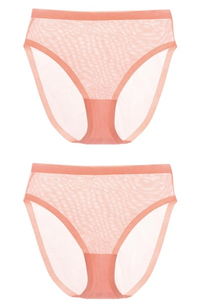 Shop Eby 2-pack Sheer High Waist Panties In Coral Pink