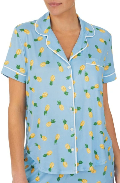 Kate Spade New York Printed Short Pajama Set In Blue/ Pineapple