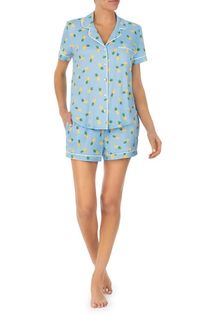 Kate Spade New York Printed Short Pajama Set In Blue/ Pineapple