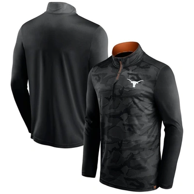 Shop Fanatics Branded Black Texas Longhorns Depth Chart Camo Jacquard Quarter-zip Jacket