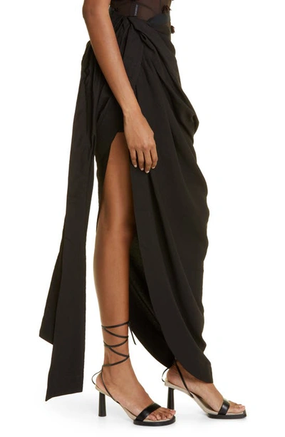 Shop Jacquemus La Jupe Abanada Bead & Sash Detail Skirt In 990 Black
