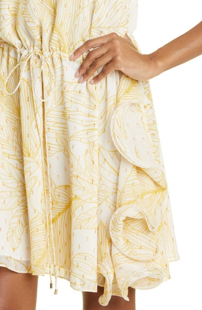 Shop Alexis Asia Ruffle Halter Minidress In Golden Palms