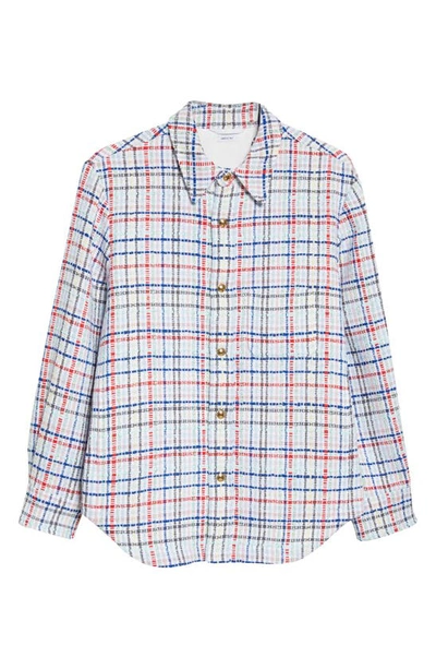Shop Thom Browne Gingham Jacquard Tweed Snap-up Shirt Jacket In Blue Seasonal Multi