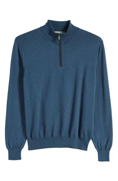 Shop Canali Quarter Zip Mock Neck Sweater In Blue