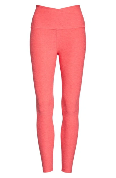 Shop Beyond Yoga At Your Leisure Space Dye High Waist Midi Leggings In Paradise Coral Heather