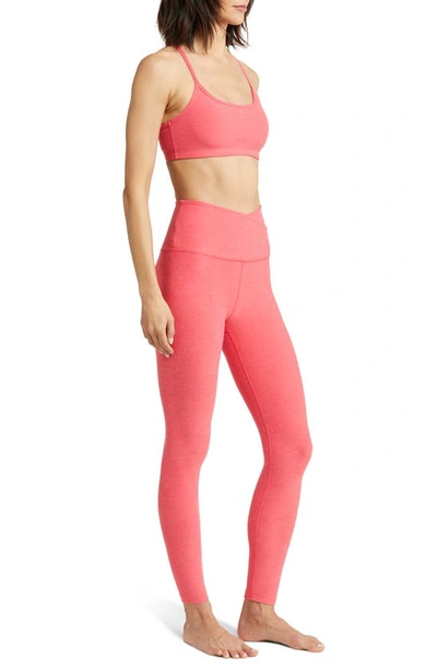 Shop Beyond Yoga At Your Leisure Space Dye High Waist Midi Leggings In Paradise Coral Heather