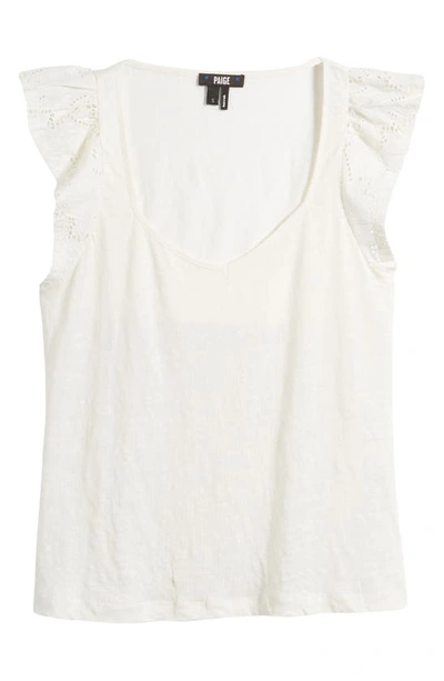 Shop Paige Giulia Flutter Sleeve Linen T-shirt In White