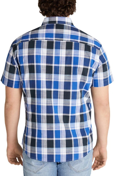 Shop Johnny Bigg Lakes Plaid Cotton Short Sleeve Button-down Shirt) In Cobalt
