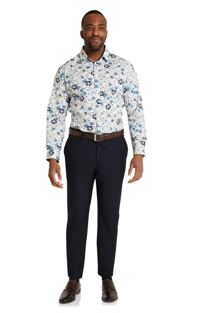 Shop Johnny Bigg Shoreditch Floral Stretch Cotton Button-up Shirt In Blue