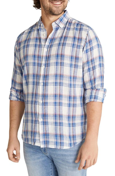 Shop Johnny Bigg Eden Plaid Linen & Cotton Button-up Shirt In Blue
