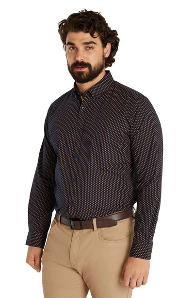 Shop Johnny Bigg Vincent Geo Regular Fit Stretch Cotton Button-down Shirt In Ink