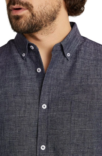 Shop Johnny Bigg Cole Solid Button-down Shirt In Navy