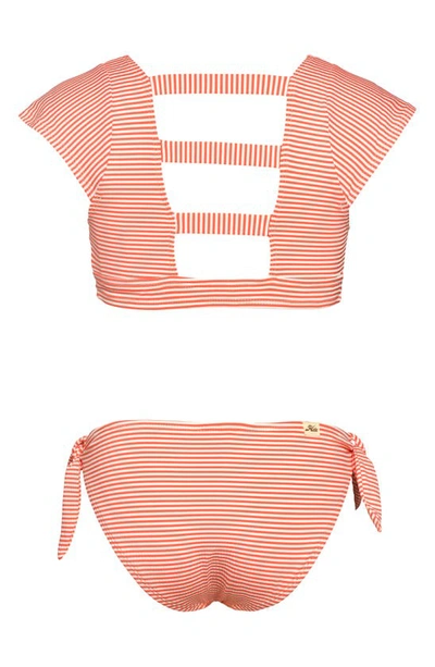 Shop Hobie Kids' Sailor Cap Sleeve Two-piece Swimsuit In Poppy