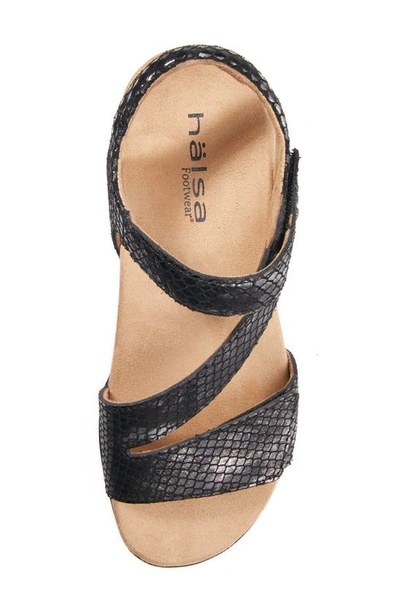 Shop Halsa Footwear Hälsa Denia Ankle Strap Sandal In Black/ Silver