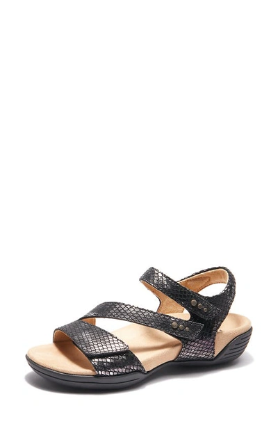 Shop Halsa Footwear Hälsa Denia Ankle Strap Sandal In Black/ Silver