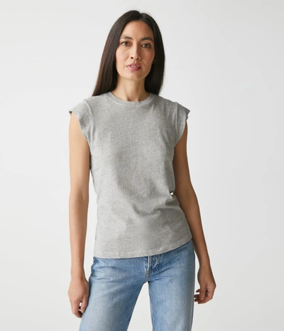 Shop Michael Stars Joey Power Shoulder Tee In Heather Grey