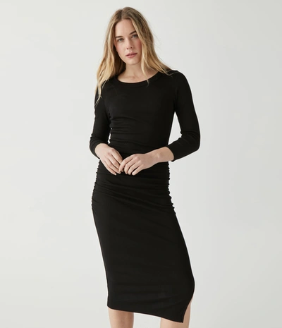 Shop Michael Stars Christina Ribbed Midi Dress In Black