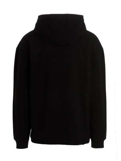 Shop Versace Logo Embroidery Hoodie In Black