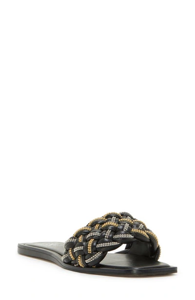 Shop Vince Camuto Belmiya Metallic Beaded Braided Sandal In Black 01