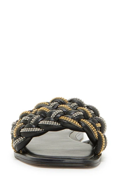 Shop Vince Camuto Belmiya Metallic Beaded Braided Sandal In Black 01