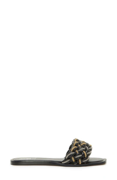 Vince Camuto Belmiya Metallic Beaded Braided Sandal In Black 01
