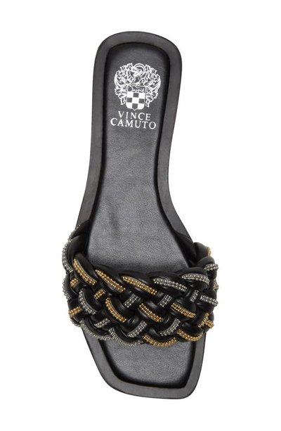 Shop Vince Camuto Belmiya Metallic Beaded Braided Sandal In Black 01