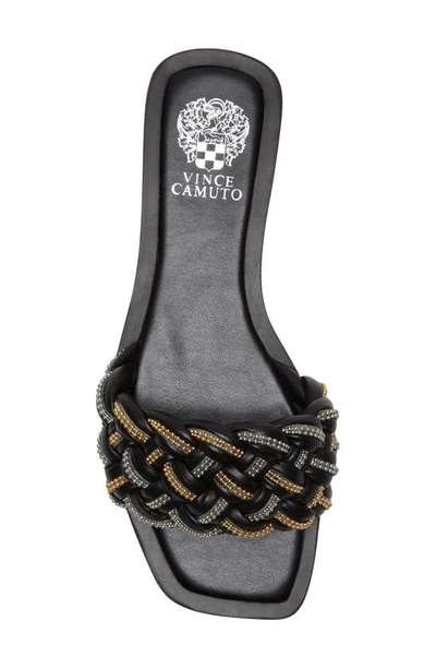 Vince Camuto Belmiya Metallic Beaded Braided Sandal In Black 01
