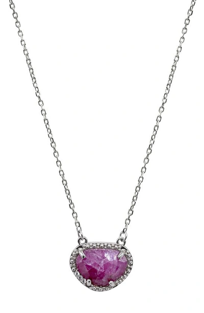 Shop Adornia Fine Sterling Silver Birthstone Halo Pendant Necklace In Silver - Ruby - July
