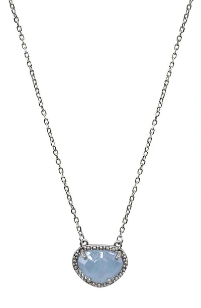 Shop Adornia Fine Sterling Silver Birthstone Halo Pendant Necklace In Silver - Aquamarine - March