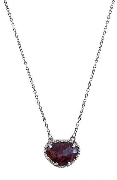 Shop Adornia Fine Sterling Silver Birthstone Halo Pendant Necklace In Silver - Garnet - January