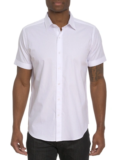 Shop Robert Graham Diamond Bar Short Sleeve Button Down Shirt In White