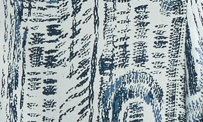 Theory Short-sleeve Godet Printed Silk Top In Teal Multi - Yv4