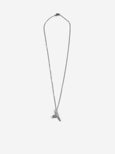 Shop Emanuele Bicocchi Feather + Skull Silver Necklace