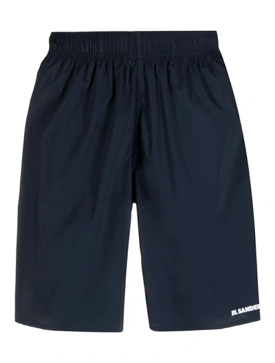 Shop Jil Sander Logo Swim Shorts In Blue
