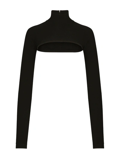 Shop Dolce & Gabbana Shrug With High Neck In Viscose In Black