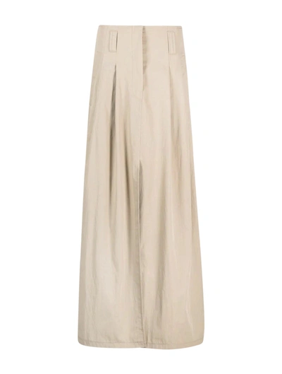 Shop Brunello Cucinelli Skirt With Slits In Brown