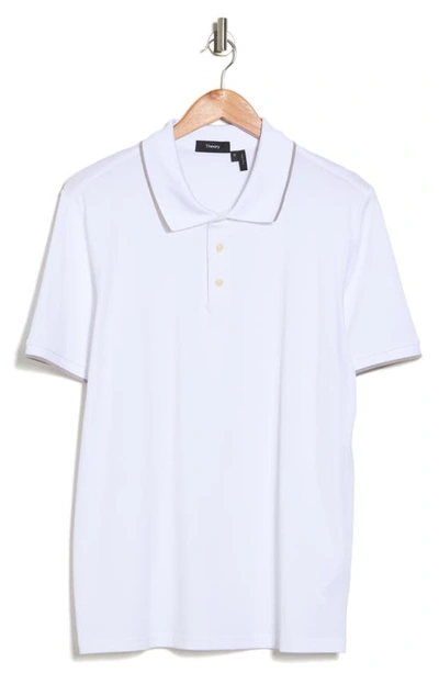 Shop Theory Precise Stretch Pima Cotton Polo In Ivory/ Opal