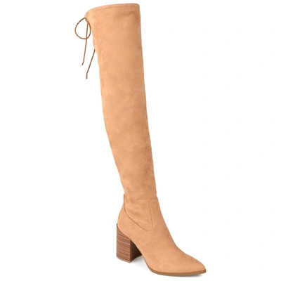 Journee Collection Paras Faux Suede Over-the-knee Boot In Beige