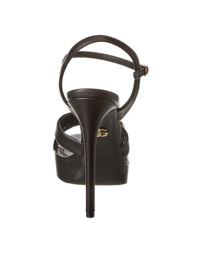 Shop Dolce & Gabbana Dg Logo Leather Platform Sandal In Black