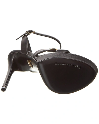 Shop Dolce & Gabbana Dg Logo Leather Platform Sandal In Black