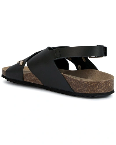 Shop Geox Brionia Leather Sandal In Black