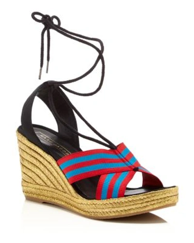 Shop Marc Jacobs Dani Ankle Tie Espadrille Wedges In Blue/red
