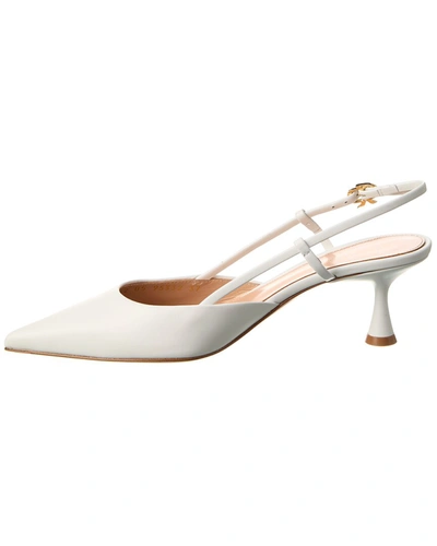 Shop Gianvito Rossi Ascent 55 Leather Slingback Pump In White