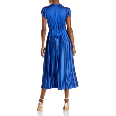 Shop Rebecca Taylor Womens Satin Calf Midi Dress In Blue